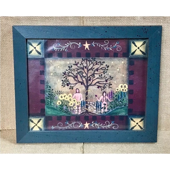 Vintage Other - Vintage Garden Of Eden Amy Schmidt Tree Of Knowledge Framed Art Print Religion